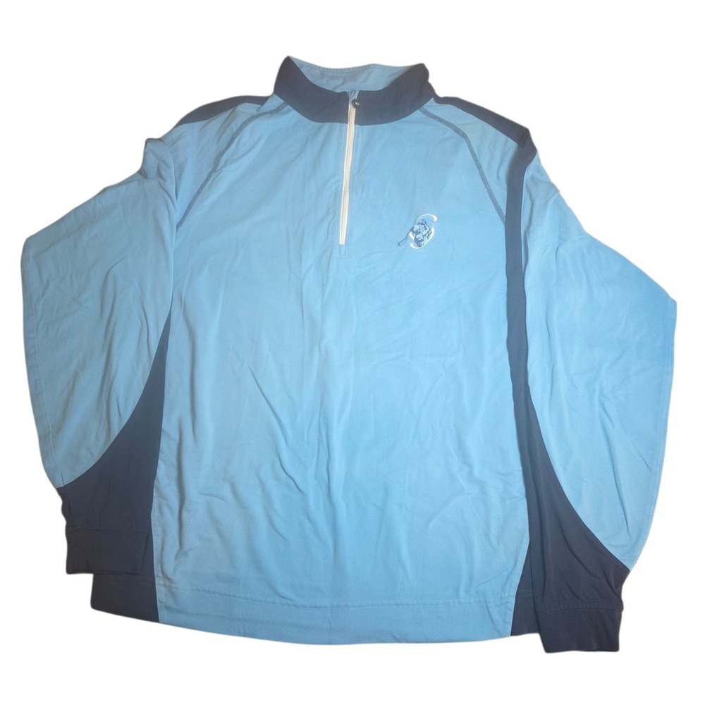 FootJoy FJ Light Blue Pullover 1/4 Zip Long Sleeve Golf Embroidered‎ Logo Size L